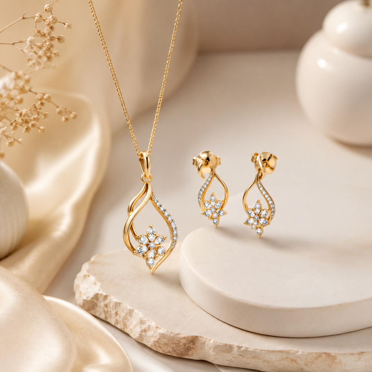 Pendant Chain with Earrings Set