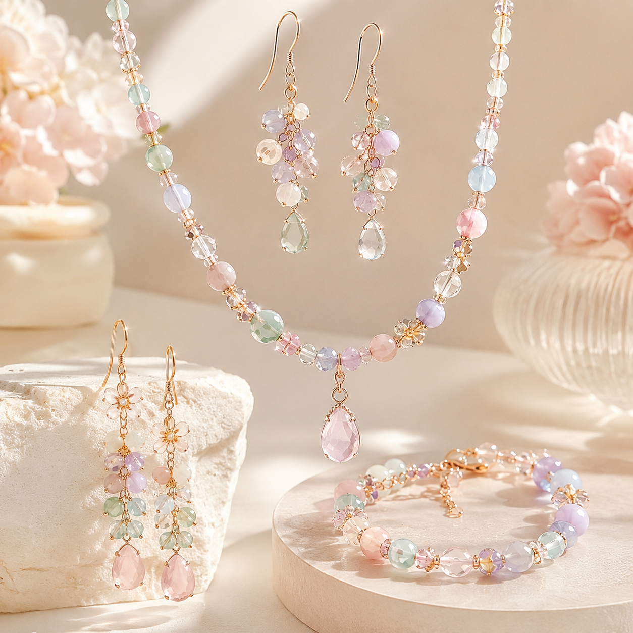 Beaded Stone Jewelry Set
