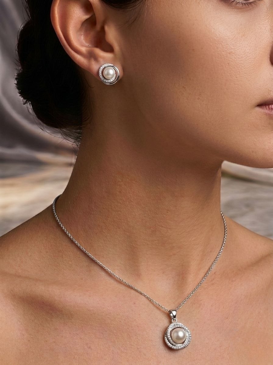 Silver Bloom Pendant Set