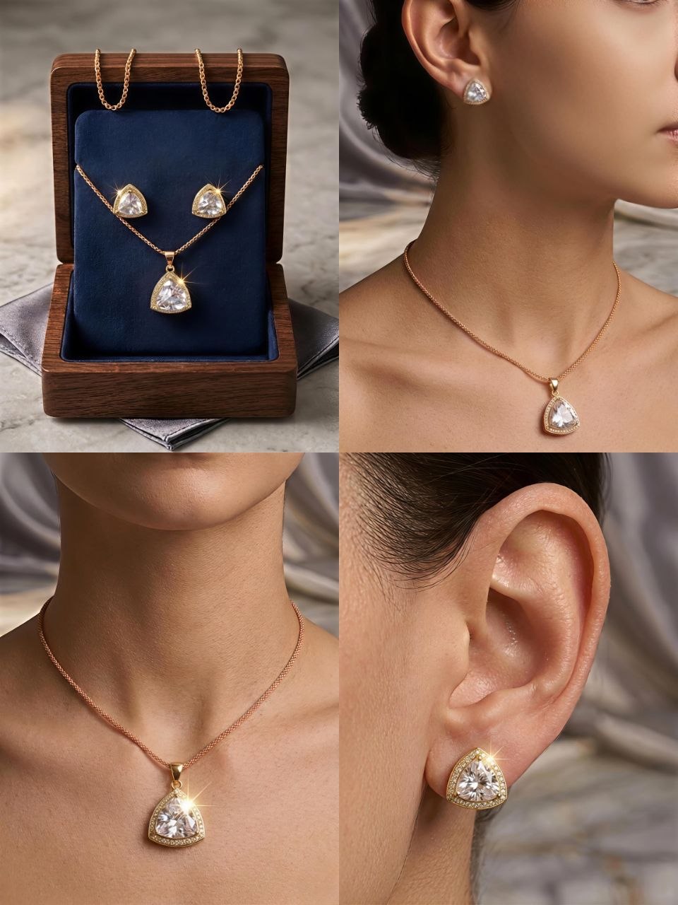 Luxe triangle pendant set